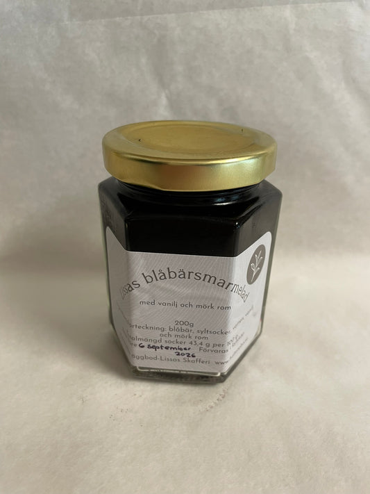 Lissas Blåbärsmarmelad - med vanilj och mörk rom (200g)